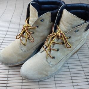 Timberland "Amston" Wedge Heel Wheat Nubuck paracord lace lug sole Boots 8251A